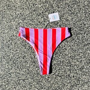 Tropik ✦ Vibrant Cheeky Striped Red & Purple Bikini Bottom (XS/S)